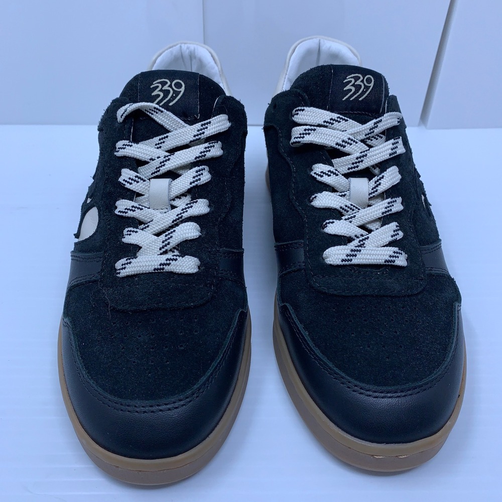 33.9 Womens 37 (US 6.5) Black Suede Leather Nations Defense Low Top Sneakers